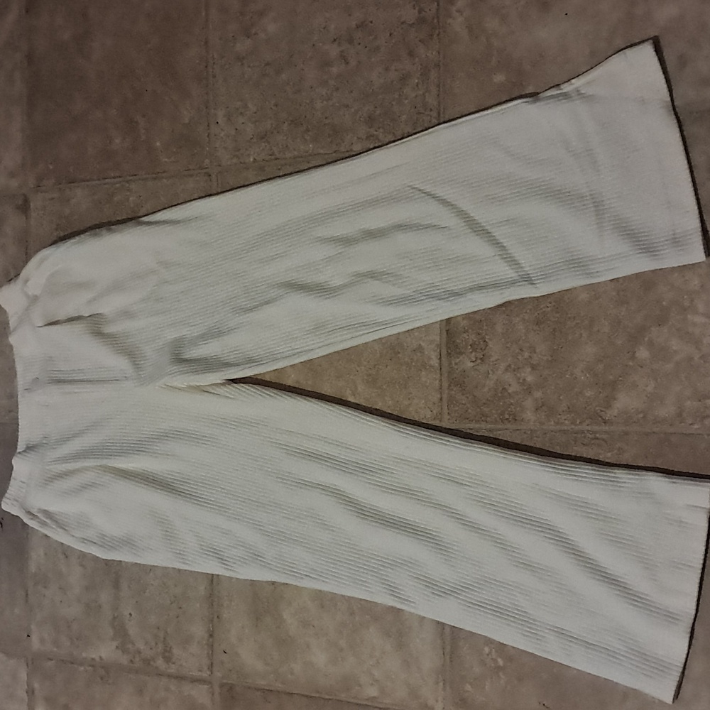 Varley Abedeen Ribbed Cream Straight Leg Cord Sweat Cotton Blend Pants Pockets - Picture 3 of 10